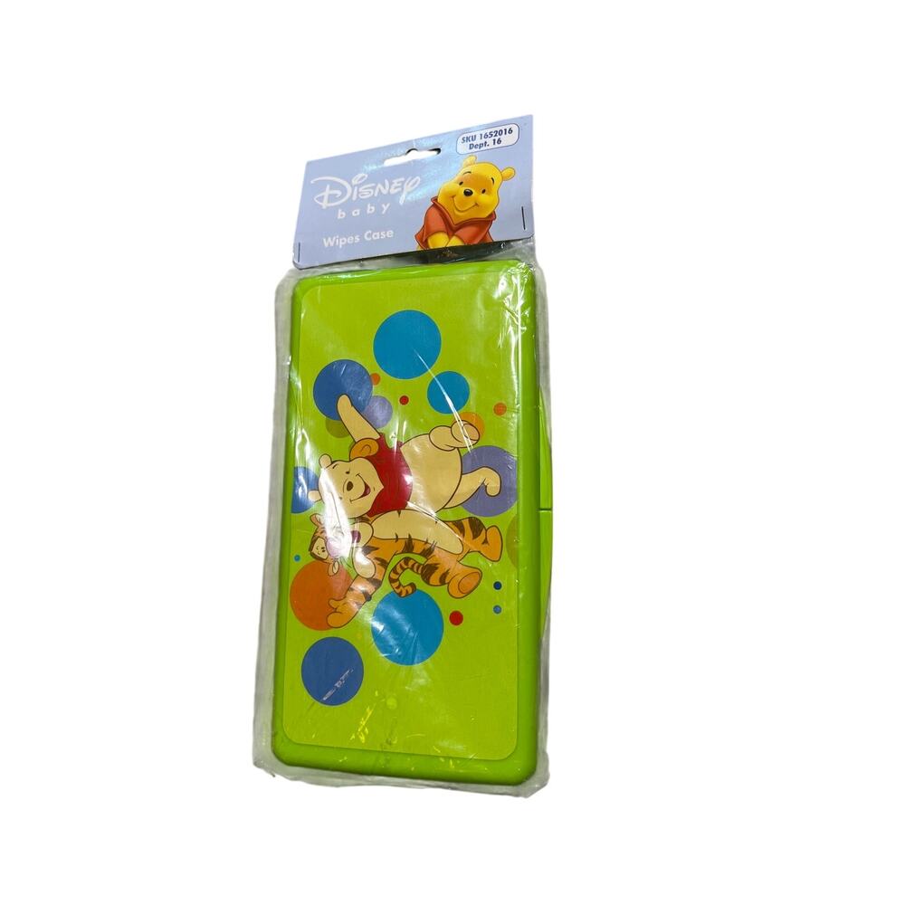 Vintage Disney Baby Winnie the Pooh Tigger  Baby Wipes green Travel Case NEW